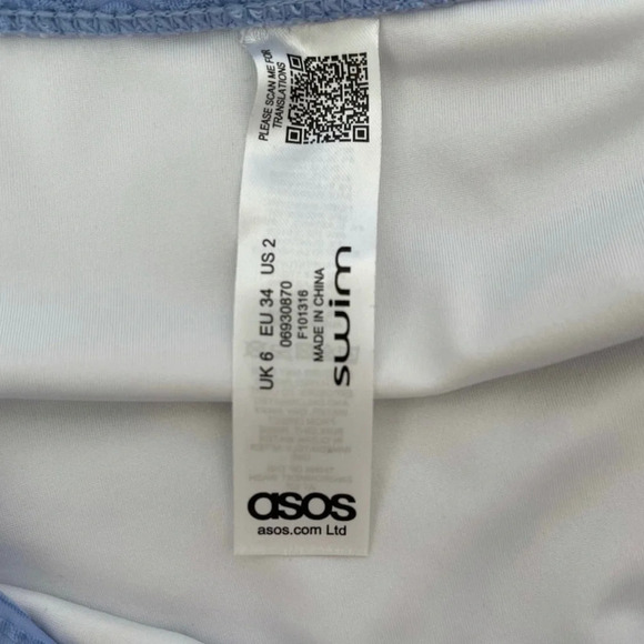 ASOS Swim Baby Blue Crochet High Waist Cheeky Bikini Bottoms 2 Women’s - Picture 8 of 9